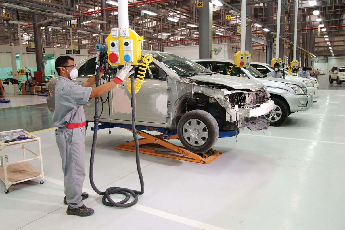 A car being assembled by Saud Bahwan's employee
