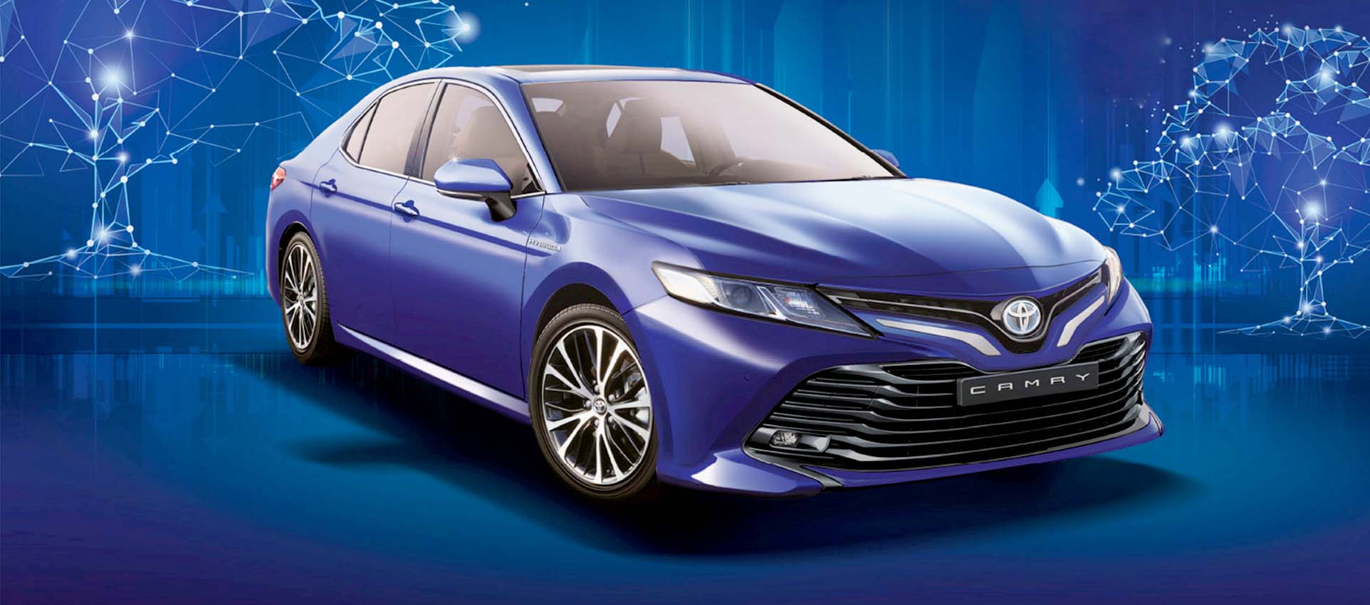 Toyota's Camry car with blue background
